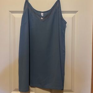 Dusty Blue Tank Too with Mesh Insert, size Large